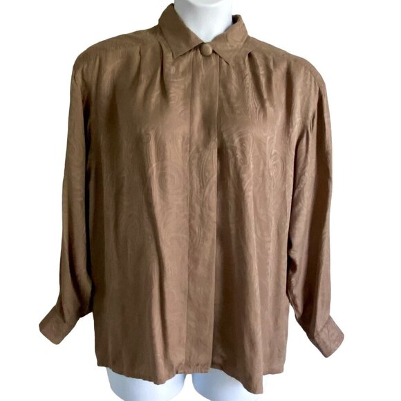 Silk Land Women's Paisley Button-Up Blouse Size 12 Pure Silk - Picture 2 of 7
